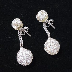 Rhinestone ball drop pierced earrings